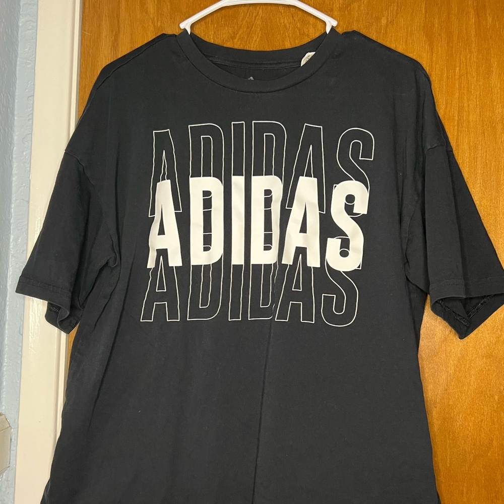 Adidas Black Tee with Bold White Logo